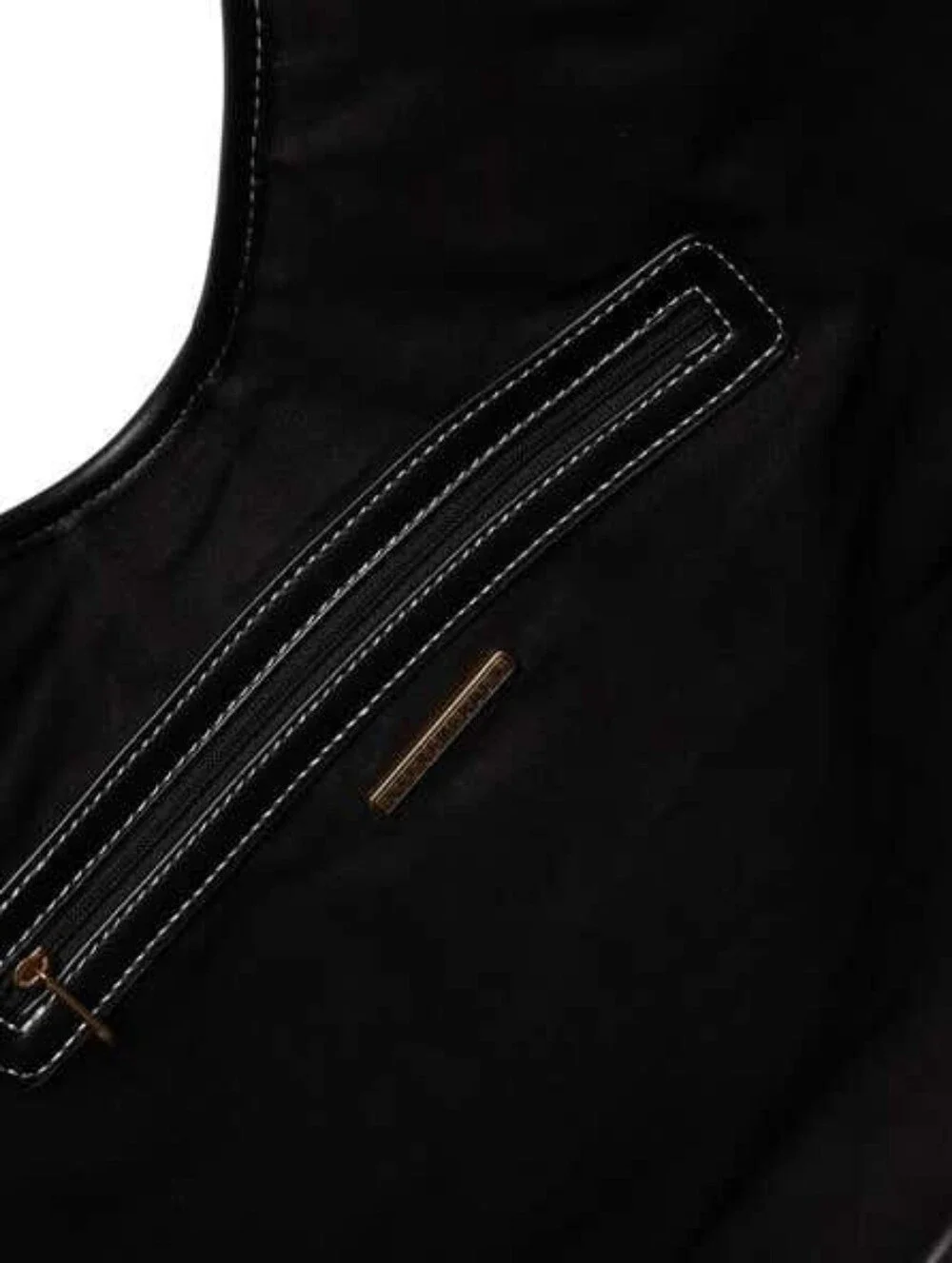 Steve Madden Black Leather Shoulder Tote with Gold Accent